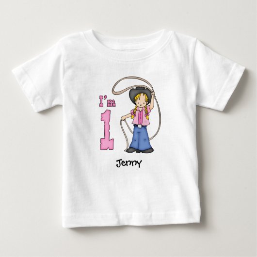 Cowgirl Roper 1e Verjaardag Baby T-shirt (Voorkant)