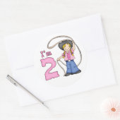 Cowgirl Roper 2e Birthday Classic Round Sticker (Envelop)