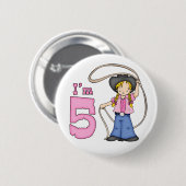 Cowgirl Roper 5th Birthday Ronde Button 5,7 Cm (Voorkant /achterkant)