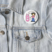 Cowgirl Roper 5th Birthday Ronde Button 5,7 Cm (In situ)