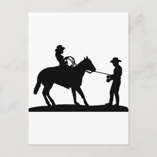Cowgirl Roping Cowboy Briefkaart (Voorkant)