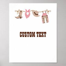 Cowgirl Roze Baby shower Aangepast teken Poster