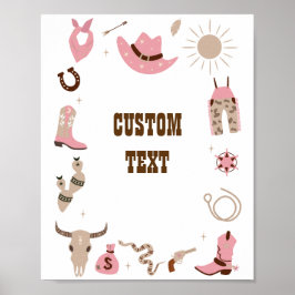 Cowgirl Roze Baby shower Aangepast teken Poster