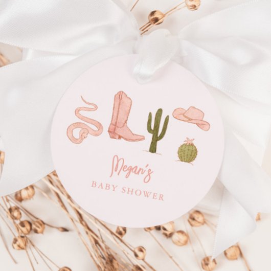 Cowgirl roze Baby shower Bedankjes Labels