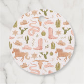 Cowgirl roze Baby shower Bedankjes Labels (Achterkant)