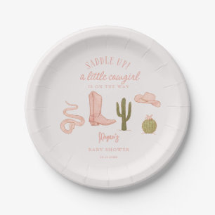 Cowgirl roze Baby shower Papieren Bordje