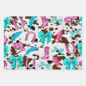 Cowgirl Roze & Blauwgroen Coquette Wrapping Papier Inpakpapier Vel (Voorkant)