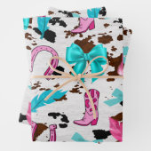 Cowgirl Roze & Blauwgroen Coquette Wrapping Papier Inpakpapier Vel (In situ)