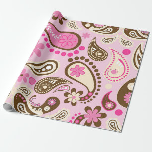 Cowgirl Roze Bruine Paisley Bloemen Landelijk Texa Cadeaupapier