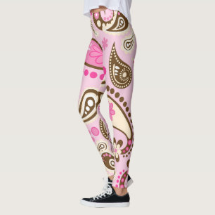 Cowgirl Roze Bruine Paisley Bloemen Landelijk Texa Leggings