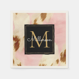 Cowgirl Roze Cream Bruin Koeienhuid Goud Monogram Servet