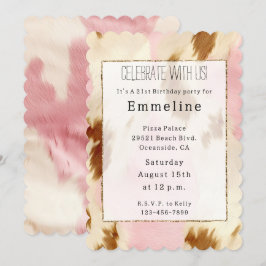 Cowgirl roze crème bruin Koeienhuid Kaart