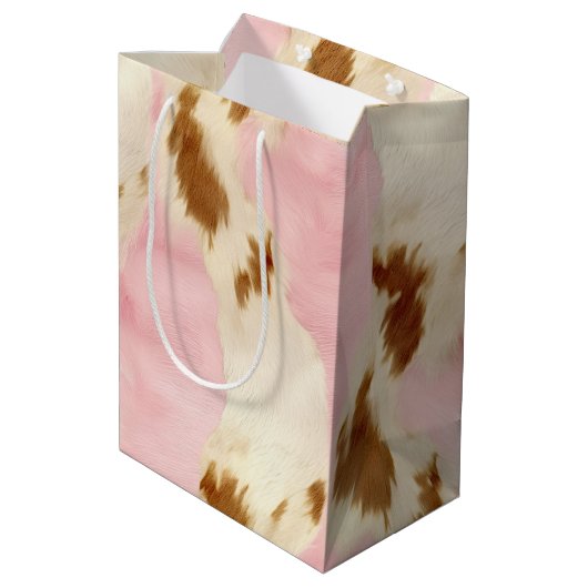 Cowgirl roze crème bruin Koeienhuid Medium Cadeauzakje (Achterkant Gekanteld)