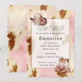 Cowgirl roze crème bruin Koeienhuid Pet laarzen Kaart (Voorkant / Achterkant)