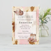 Cowgirl roze crème bruin Koeienhuid Pet laarzen Kaart (Staand voorkant)