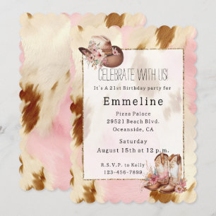 Cowgirl roze crème bruin Koeienhuid Pet laarzen Kaart