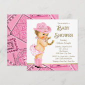 Cowgirl Roze Goud Hoefijzer Cowgirl Baby shower Kaart (Voorkant / Achterkant)