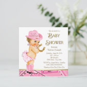 Cowgirl Roze Goud Hoefijzer Cowgirl Baby shower Kaart (Staand voorkant)