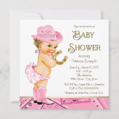Cowgirl Roze Goud Hoefijzer Cowgirl Baby shower Kaart (Voorkant)
