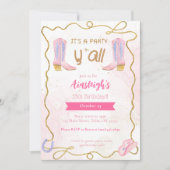 Cowgirl roze laarzen Western verjaardagsfeestje Kaart (Voorkant)