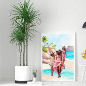 Cowgirl Roze Levendig Trio Tropisch Eiland Poster