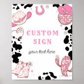 Cowgirl roze Rodeo verjaardag Custom teken Poster (Voorkant)