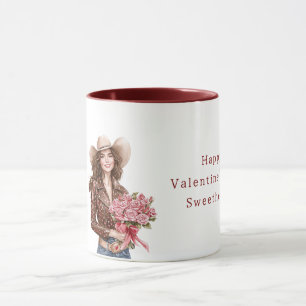 Cowgirl Roze Rozen Valentijnsdag Mok