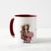 Cowgirl Roze Rozen Valentijnsdag Mok (Voorkant links)