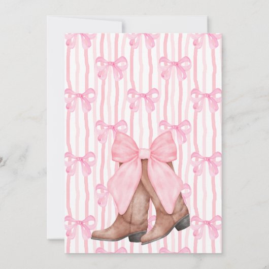 Cowgirl roze strikje lint meisjes baby shower kaart (Achterkant)