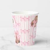 Cowgirl roze strikje lint meisjes baby shower papieren bekers (Rechts)
