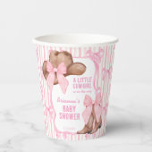 Cowgirl roze strikje lint meisjes baby shower papieren bekers (Voorkant)