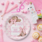 Cowgirl roze strikje lint meisjes baby shower papieren bordje (Feest)