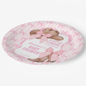 Cowgirl roze strikje lint meisjes baby shower papieren bordje (Gekanteld)
