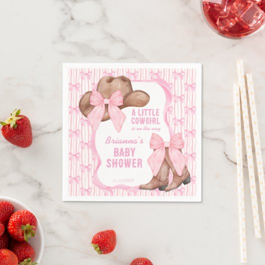Cowgirl roze strikje lint meisjes baby shower servet (Insitu)