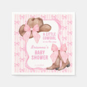 Cowgirl roze strikje lint meisjes baby shower servet (Voorkant)