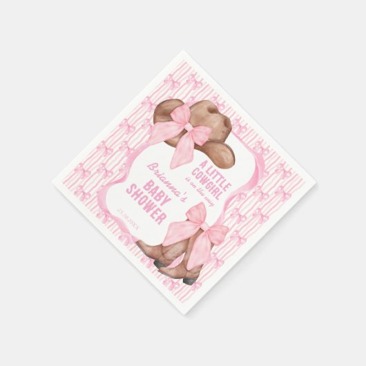 Cowgirl roze strikje lint meisjes baby shower servet (Hoek)