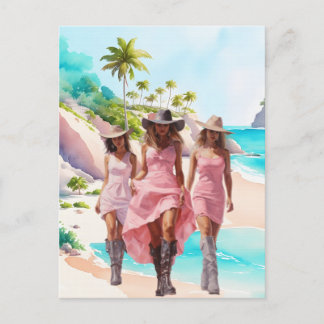 Cowgirl Roze Trio aan de kust op Tropical Island Briefkaart