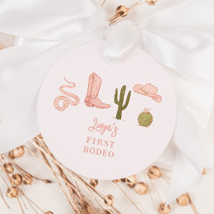 Cowgirl Roze Verjaardagsfeest 1e Rodeo Bedankjes Labels