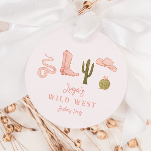 Cowgirl Roze Verjaardagsfeestje Wild West Bedankjes Labels