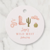 Cowgirl Roze Verjaardagsfeestje Wild West Bedankjes Labels (Voorkant)