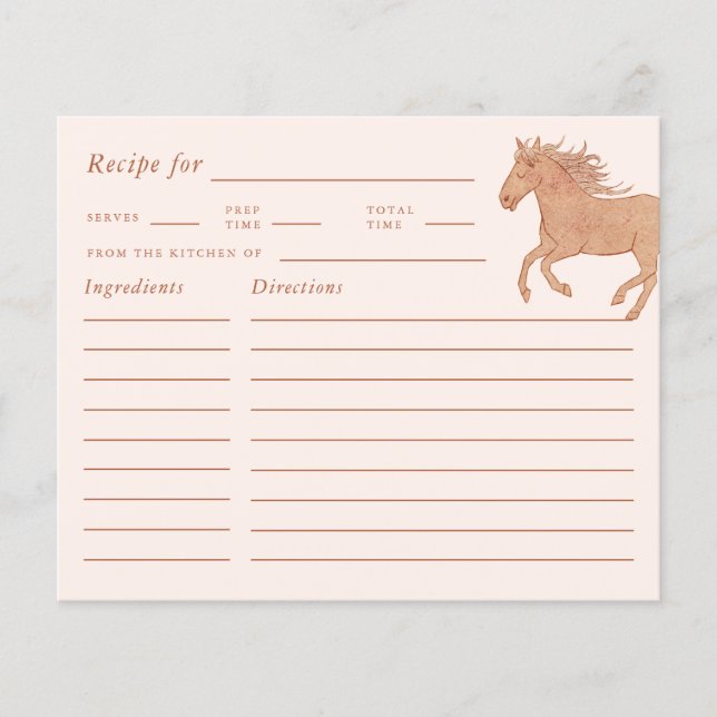 Cowgirl Roze Vrijgezellenfeest Recept Kaart (Voorkant)