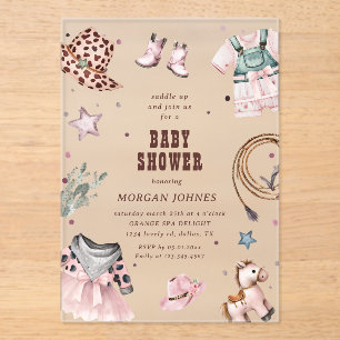 Cowgirl Roze Western Rodeo Baby Shower Uitnodiging
