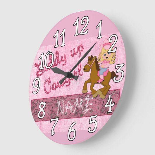 Cowgirl roze Westerne ontwerpwandklok Grote Klok (Hoek)