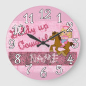 Cowgirl roze Westerne ontwerpwandklok Grote Klok (Voorkant)