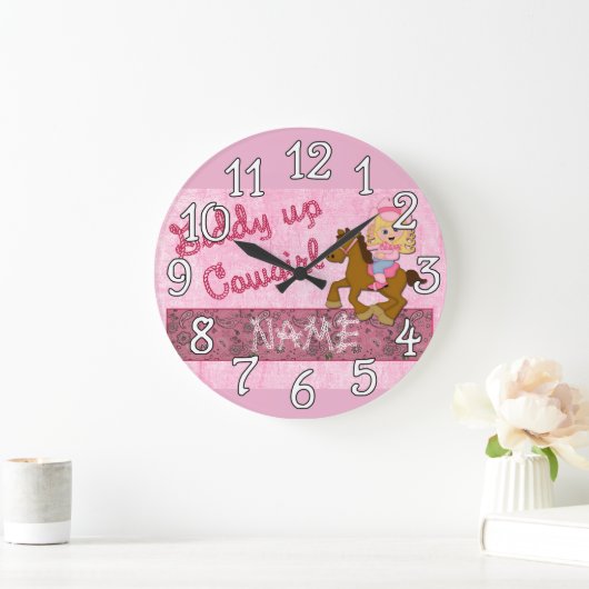 Cowgirl roze Westerne ontwerpwandklok Grote Klok (Huis)