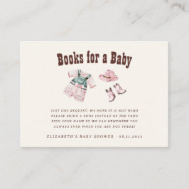 Cowgirl Roze Westerne Rodeo Boeken voor Baby Informatiekaartje