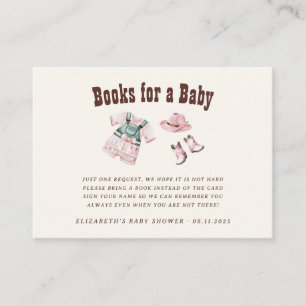 Cowgirl Roze Westerne Rodeo Boeken voor Baby Informatiekaartje