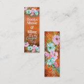 Cowgirl Rust Pink & Aqua floral bladwijzer Mini Visitekaartje (Voorkant / Achterkant)