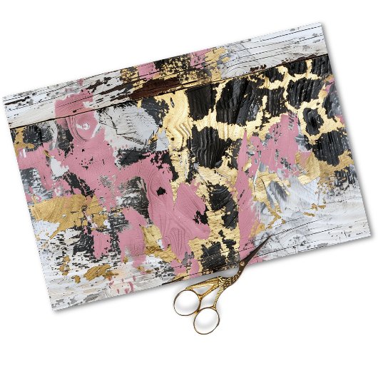 Cowgirl Rustic Glam Pink Leopard Decoupage Tissuepapier