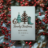 Cowgirl Rustic Howdy Christmas Feestdagenkaart